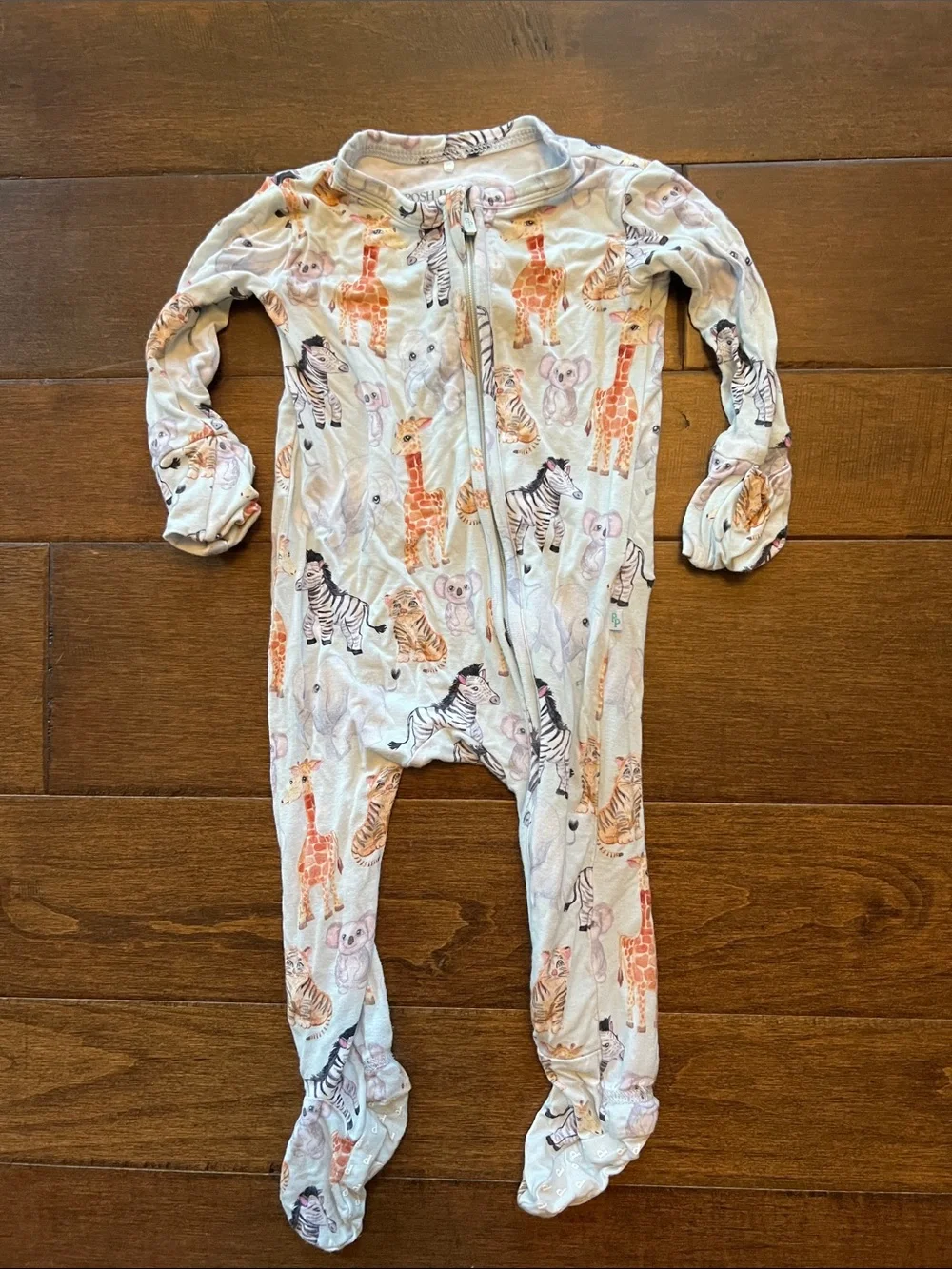 Posh Peanut Light Blue Zoo Animal Footed One-Piece